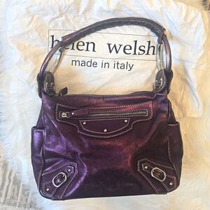 HELEN WELSH Italian Leather Metallic Bag Purse